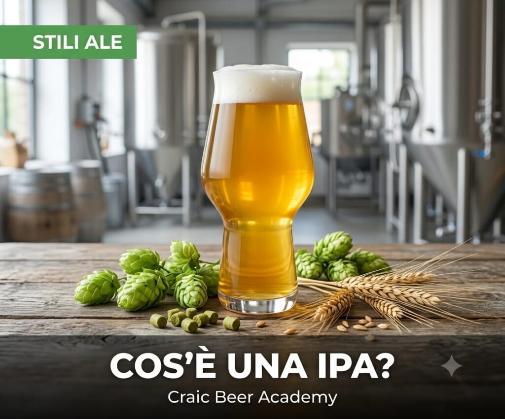 Birra IPA in bicchiere con luppolo e agrumi - Guida alle India Pale Ale cos'è una ipa