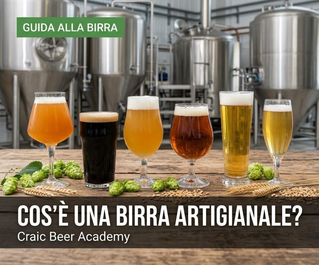 ALT Birra artigianale servita nel bicchiere con luppolo e malto Title Birra artigianale - Guida completa Caption Una birra artigianale servita nel bicchiere con ingredienti naturali. Description Immagine utilizzata nella guida dedicata alla birra artigianale.
